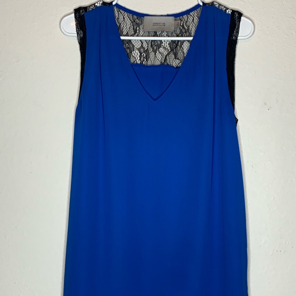 StitchFix Blue & Lace Creative Commune Blouse